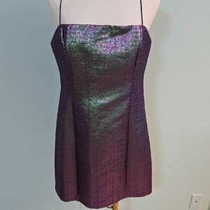 Likely Shimmering Purple and Green Mini Dress